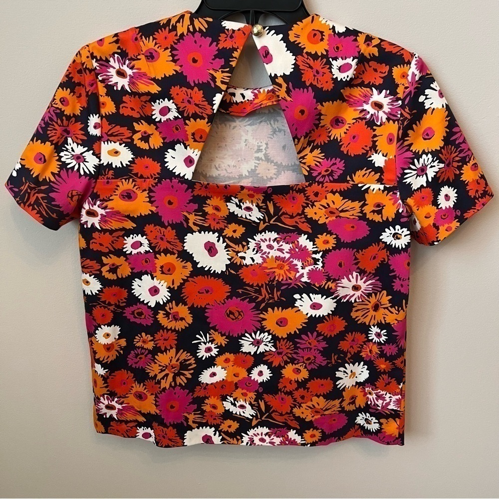 Draper James Darlin’ Daisy Nashville Top Blouse Back Cut Out Multi Floral Sz 6 - Picture 3 of 5